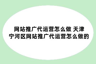 网站推广代运营怎么做 天津宁河区网站推广代运营怎么做的